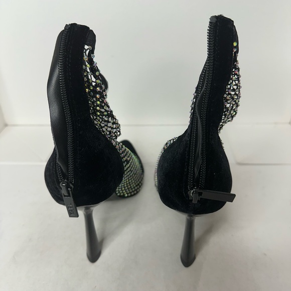 Karl Lagerfeld Mid Log Boot Pandara II Blk Net Textile W/Silver Women’s Size 7 - Picture 6 of 6